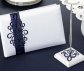 Navy Blue Scroll Guest Book and Pen Set