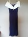 Navy blue with white chiffon floor length formal dress