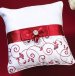 Red and White Wedding Ring Pillow