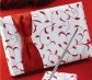 Red and White Embroidered Guest Book and Pen Set