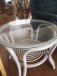 small white rattan table
